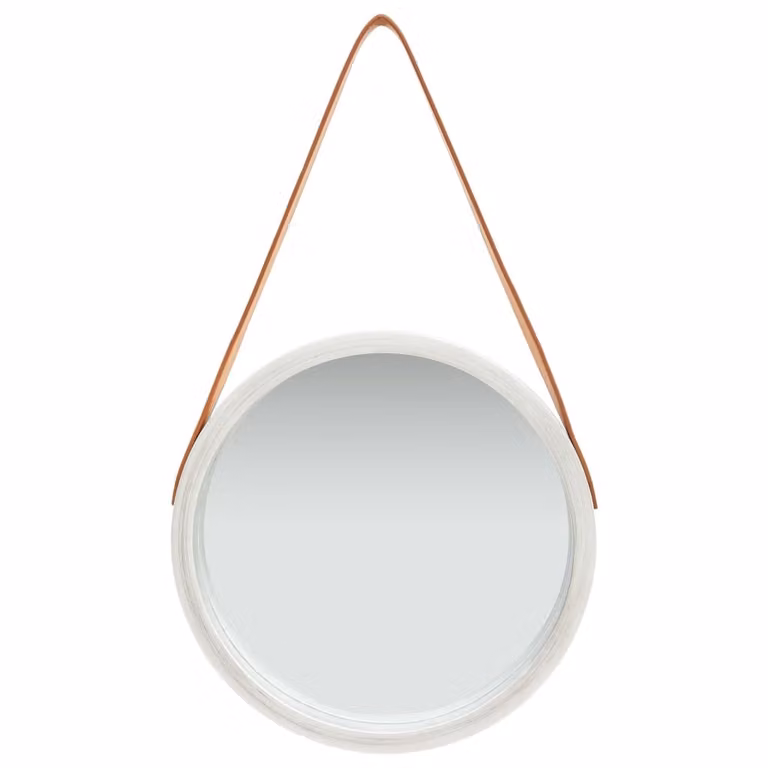 Specchio da Parete con Cinghia 40 cm Argento
