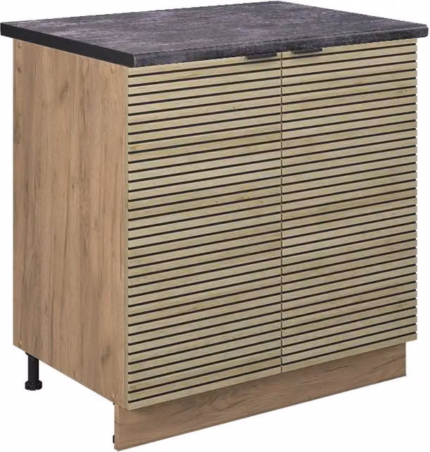 Mobiletto base cucina Fame-Line Pannello in quercia/Rovere dorato 80 cm con ripiano, PL Antracite Vicco