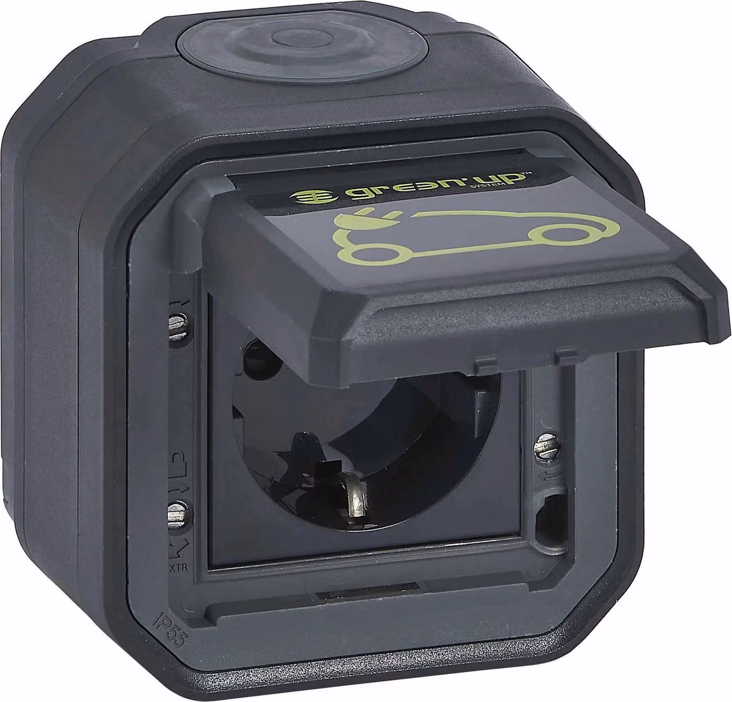 Legrand FR, AP, Green'Up, presa con contatto di protezione, S L, EB, IP44, IK08, antracite, 1 pz.