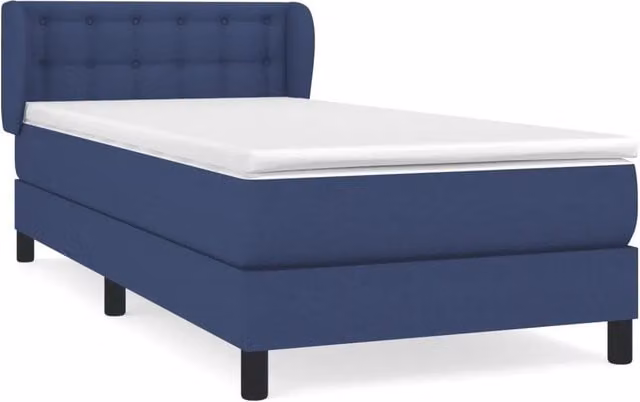 Letto singolo | Letto per adulti | Giroletto a Molle con Materasso Blu 90x190 cm in Tessuto