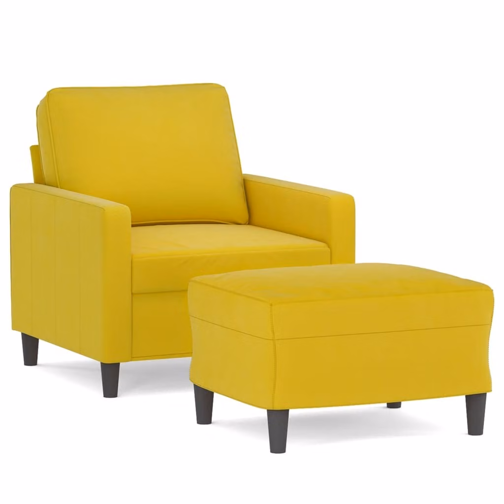 Poltrona con Poggiapiedi Giallo 60 cm in Velluto
