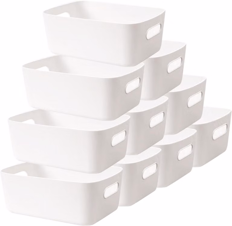 LYLIDIA scatola portaoggetti in plastica 30 cm bianco set da 10