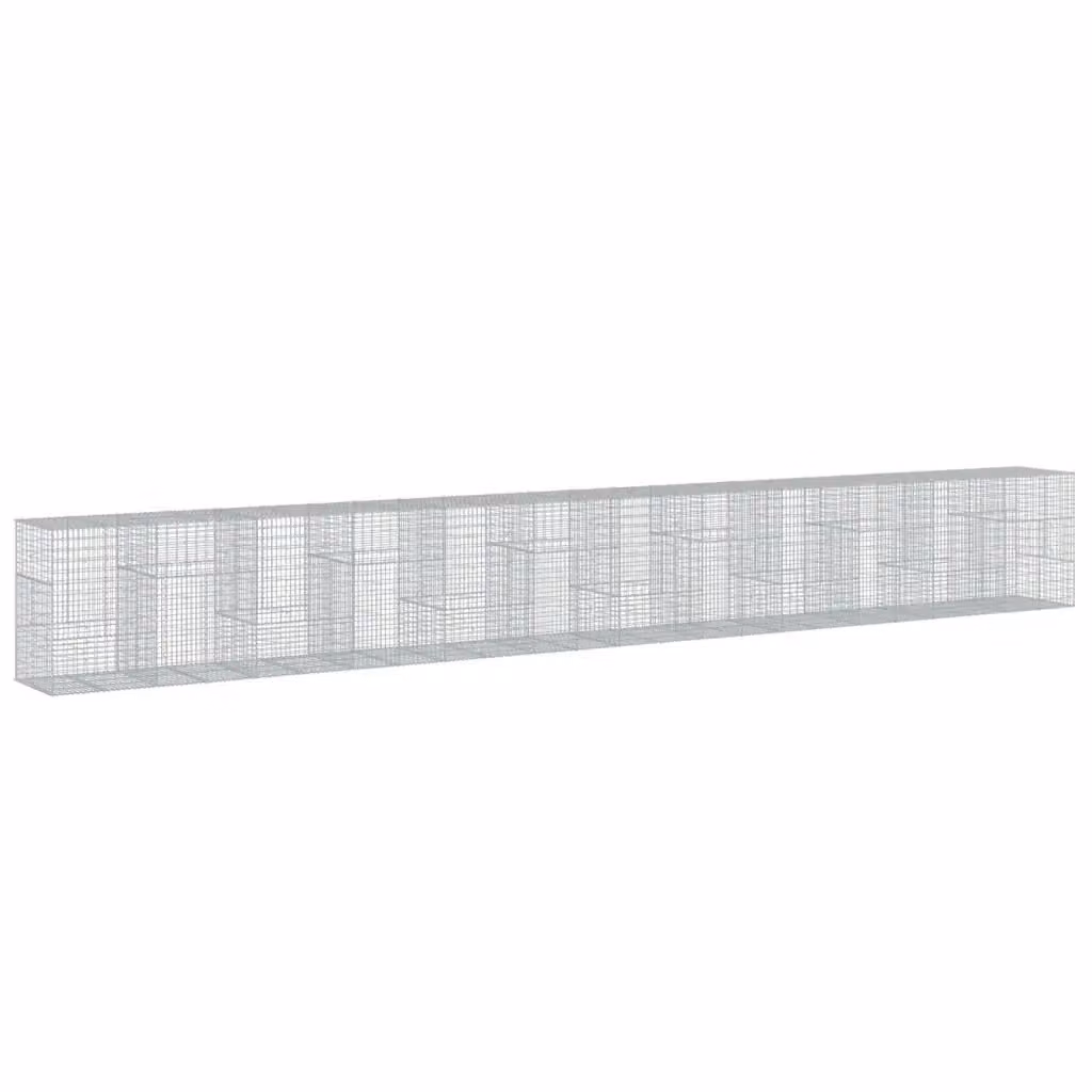 vidaXL Cesto Gabbione con Copertura in Ferro Zincato Grigio L/P/H: 1200 x 100 x 150 cm – 2