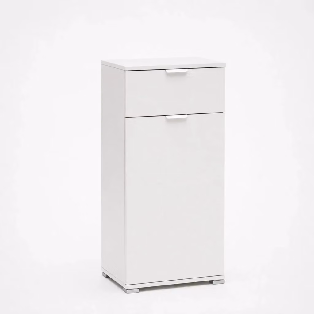 Armadietto Multiuso The White Stone Bianco con Anta e Cassetto, Mobile Salvaspazio per Bagno o Lavanderia con Ripiani Interni, L/P/H: 45 x 38 x 103 cm – 2