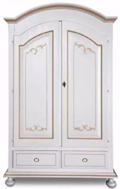 Armadio Shabby Chic KIVIO in legno di abete bianco e nocciola con ante a battente L: 125 cm, P: 60 cm, H: 200 cm