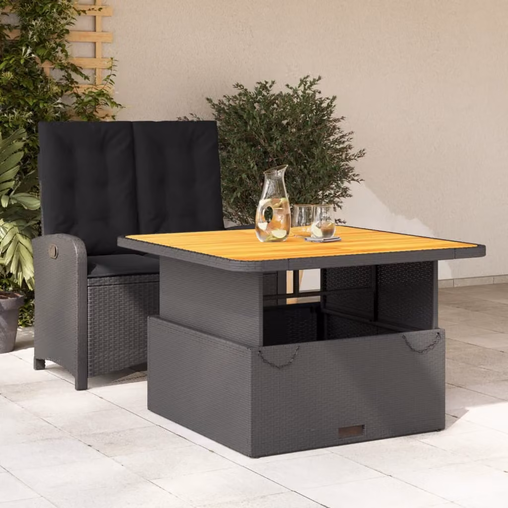 Maison Exclusive - Set da Pranzo da Giardino 2 pz con Cuscini Nero in Polyrattan