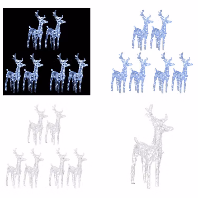 vidaXL Renna LED 6 pz. Bianco freddo 240 LED acrilico - Renna di Natale - Renna di Natale - Renna illuminata - Decorazione natalizia