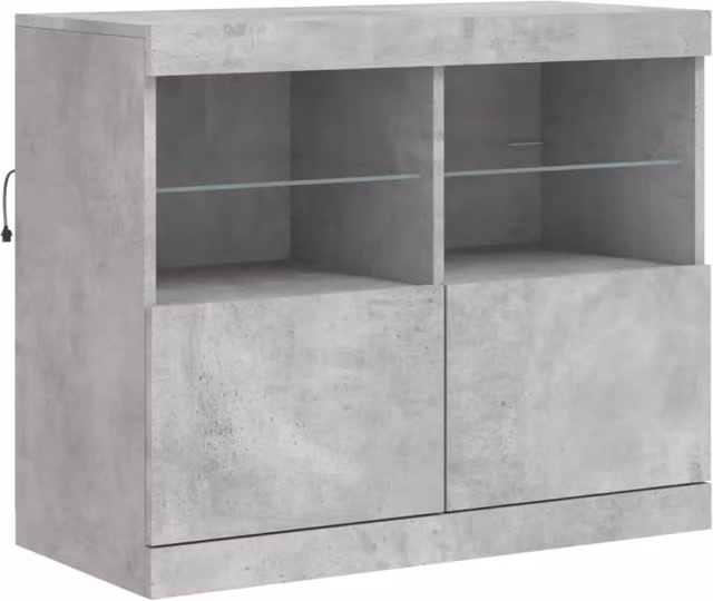 Buffet credenza con cassettiera e luci LED per cucina o soggiorno, grigio, L: 81 cm, P: 37 cm, H: 67 cm