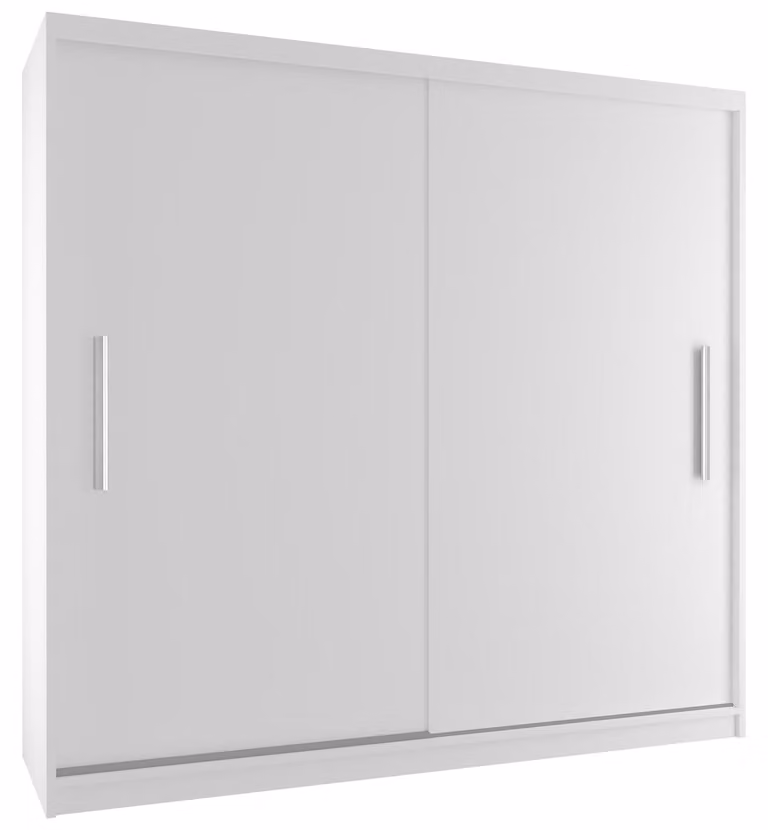BELINI Verona, armadio scorrevole da 200 cm, bianco opaco - armadio per l'ingresso con asta appendiabiti, ideale per la camera da letto