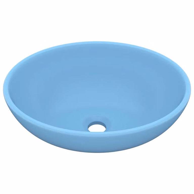 Lavandino Lusso Ovale Azzurro Opaco 40x33 cm in Vetroceramica