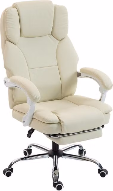 Sedia da ufficio reclinabile HOMCOM beige con poggiapiedi e poggiatesta, seduta girevole regolabile in altezza, L: 64 cm, P: 73 cm, H: 120 cm – 1
