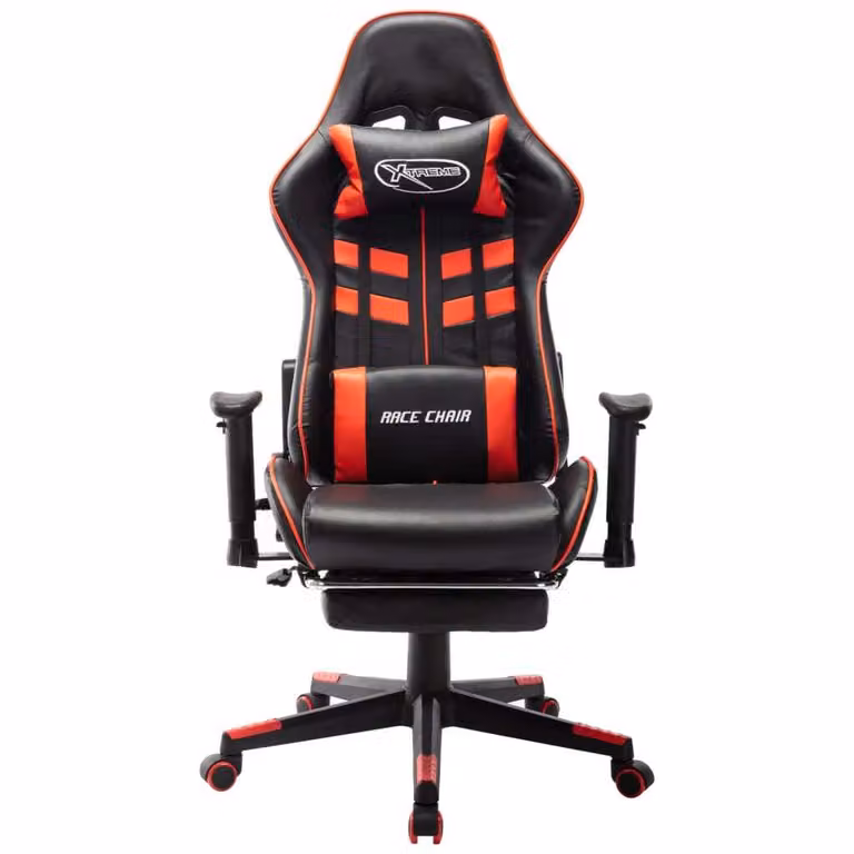 Sedia da Gaming con Poggiapiedi Rossa e Nera in Pelle finta