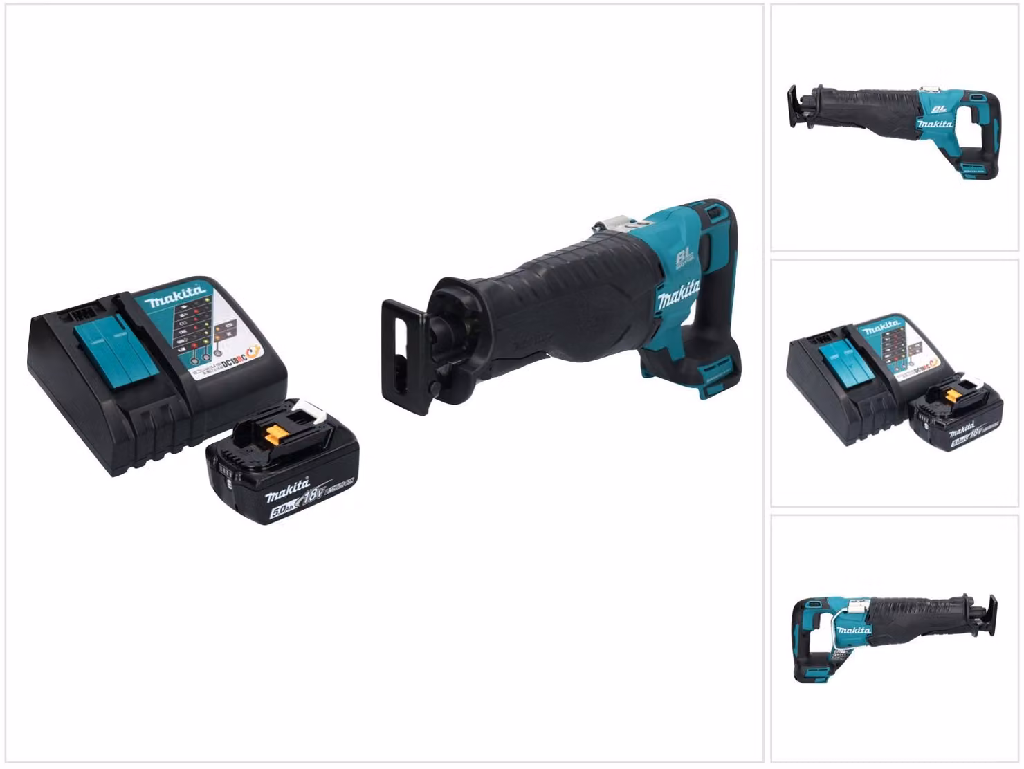 Sega alternativa a batteria Makita DJR 187 RT1 18 V brushless + 1x batteria ricaricabile 5,0 Ah + caricabatterie