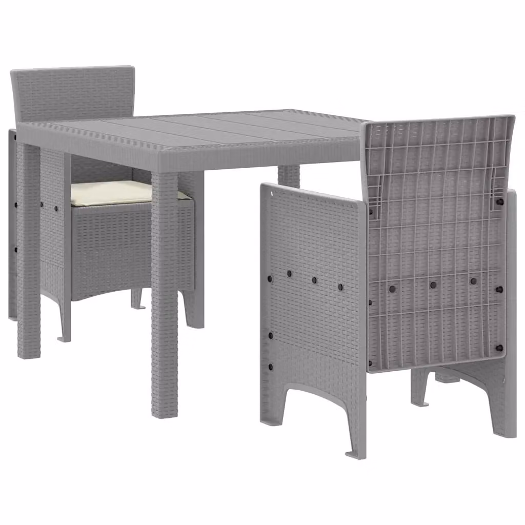 Set da pranzo moderno in rattan grigio per giardino e terrazza vidaXL – 2