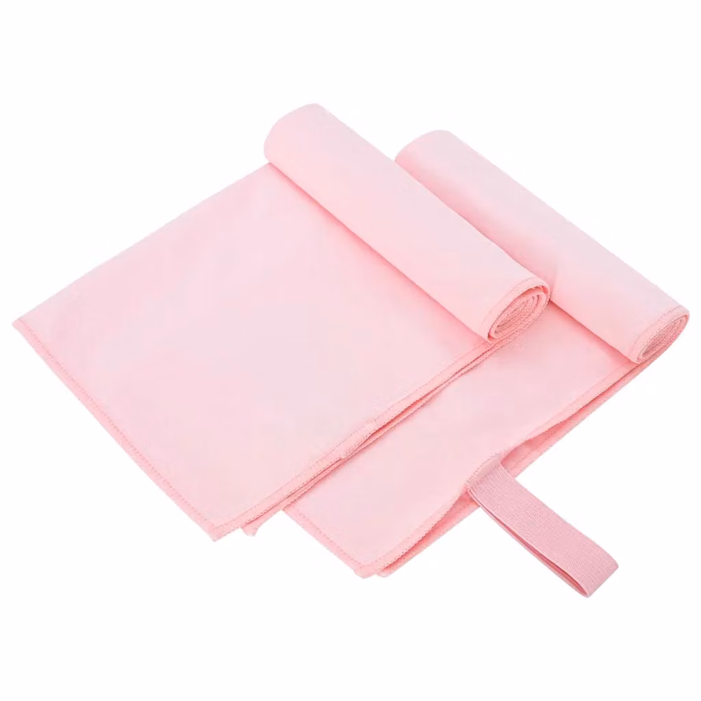Set di 2 asciugamani sportivi in microfibra vidaXL rosa, asciugatura rapida, 50 x 30 cm