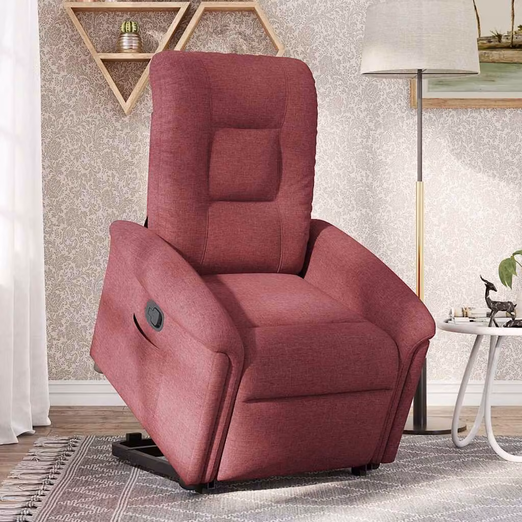 vidaXL Poltrona Alzapersona Reclinabile Rosso Vino in Tessuto