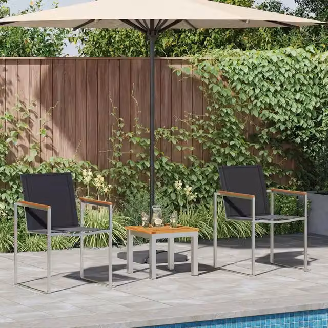 Set da Pranzo per Giardino 3 pz Marrone e Nero 3334839