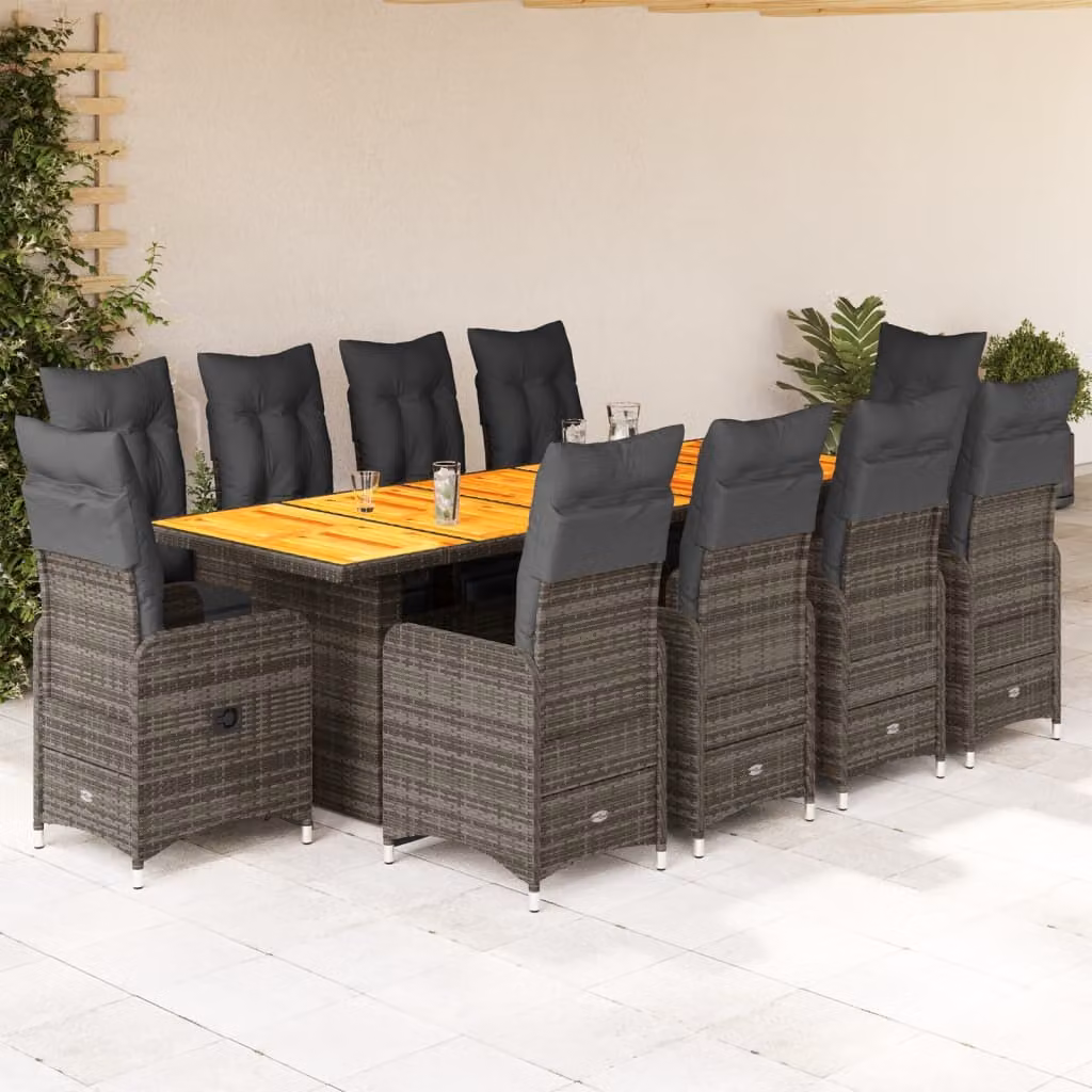 Maison Exclusive - Set da giardino bistrot 11 pezzi con cuscini grigio in polyrattan
