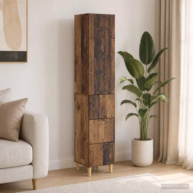 Set di 2 armadi moderni vidaXL in legno marrone con ante a battente e ripiani interni per soggiorno o giardino – 1