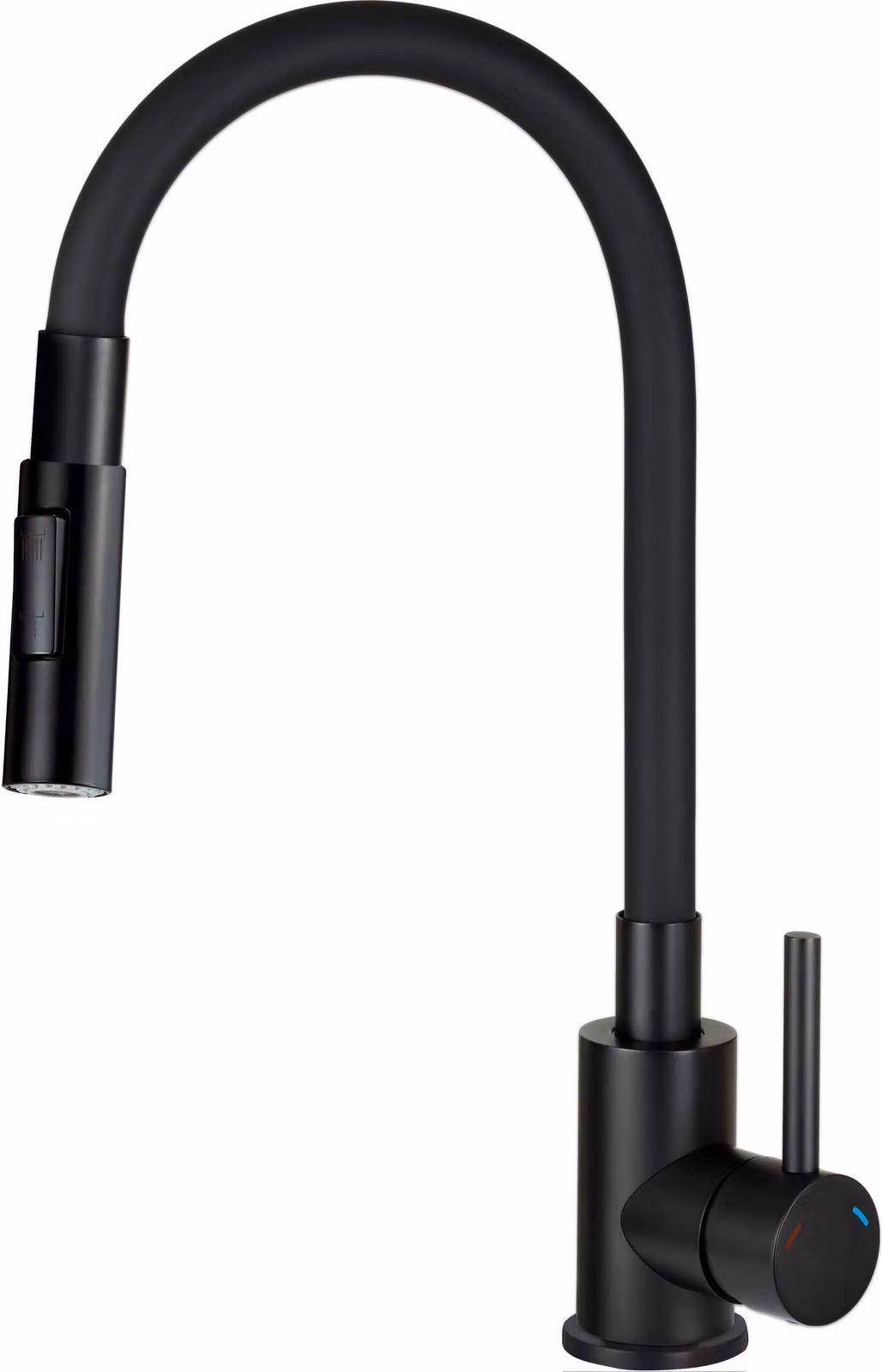 Kitchen faucet with bent spout - 2 types of spray