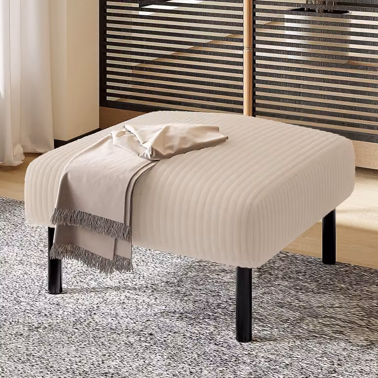 okwish Poggiapiedi, poggiapiedi con struttura in metallo robusta, rivestito in velluto, montaggio senza attrezzi, color beige