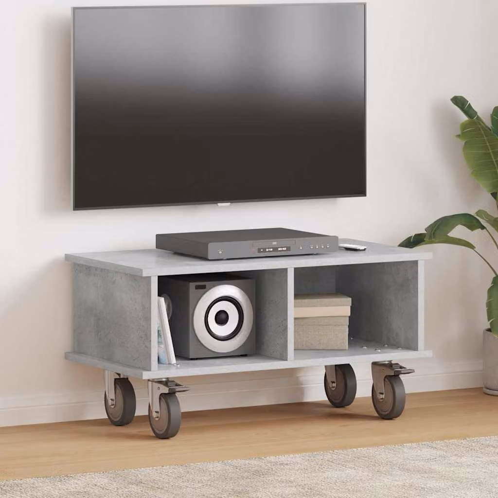 Supporto TV moderno vidaXL in legno e MDF, Grigio, L 68,5 x P 35 x H 35 cm