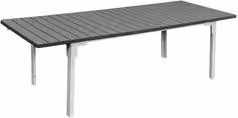 Tavolo da esterno allungabile Amicasa modello Torino, design moderno rettangolare in metallo, Bianco e Grigio, L: 180-240 cm, P: 89,5 cm, H: 76 cm