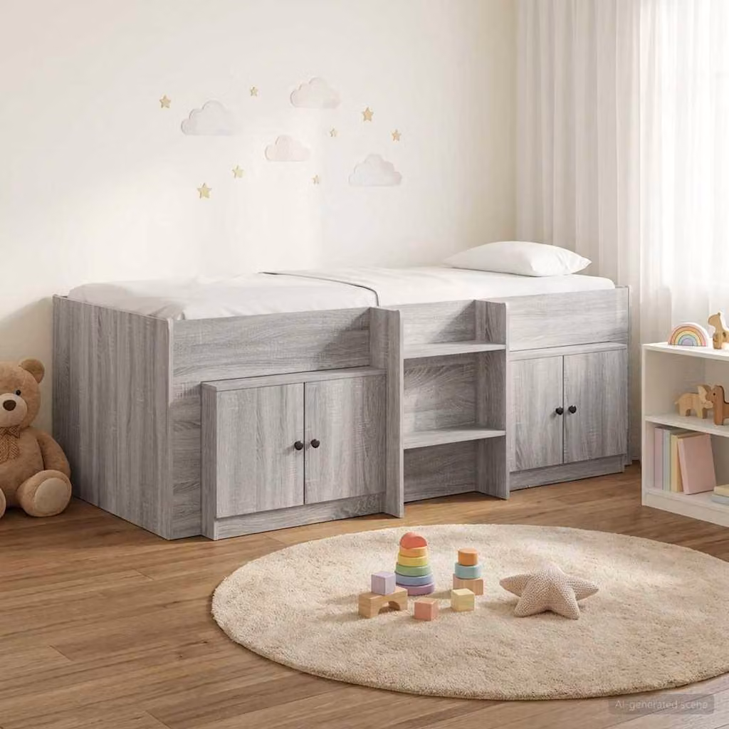 Maison Exclusive - Struttura letto a soppalco con armadio, realizzata in legno laminato color Sonoma grigio, confezione da 3 pezzi