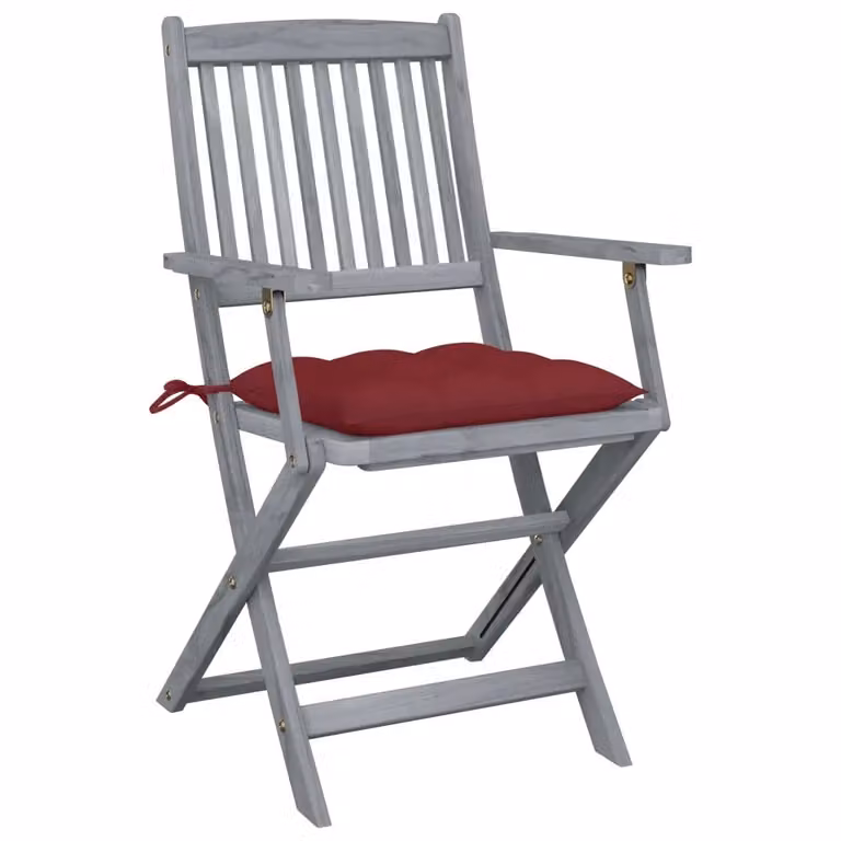 Set di 4 sedie pieghevoli e impilabili vidaXL in legno di acacia con cuscini in tessuto resistente ai raggi UV per giardino e terrazza