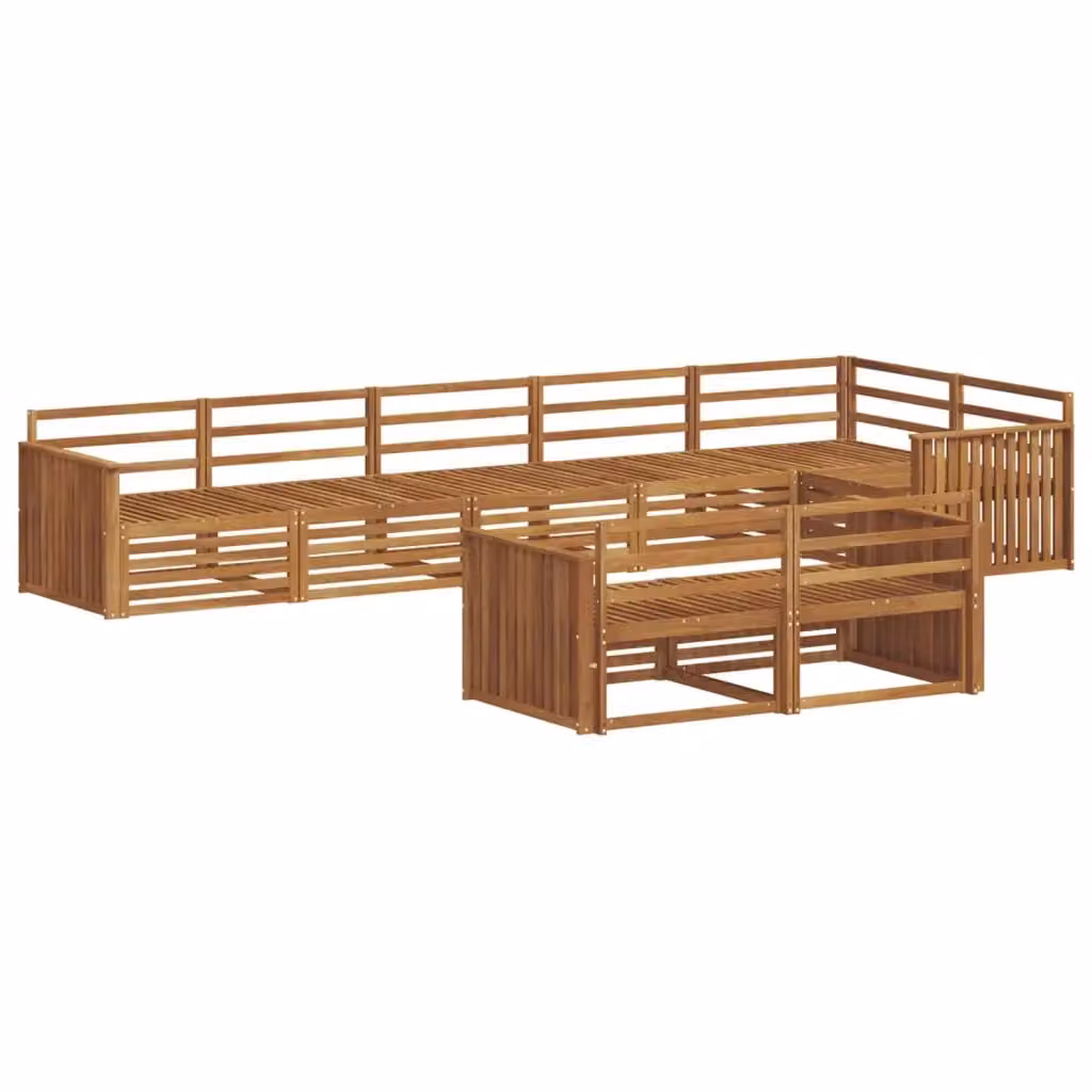Set di divani da esterno a L vidaXL in legno di acacia massello marrone con cuscini inclusi – 2