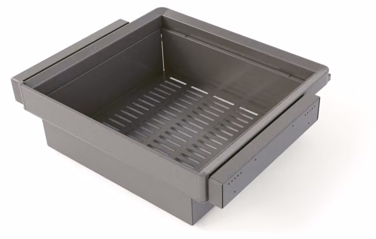 Kit cassetti in metallo con chiusura ammortizzata, estrazione completa, 60 cm, colore titanio