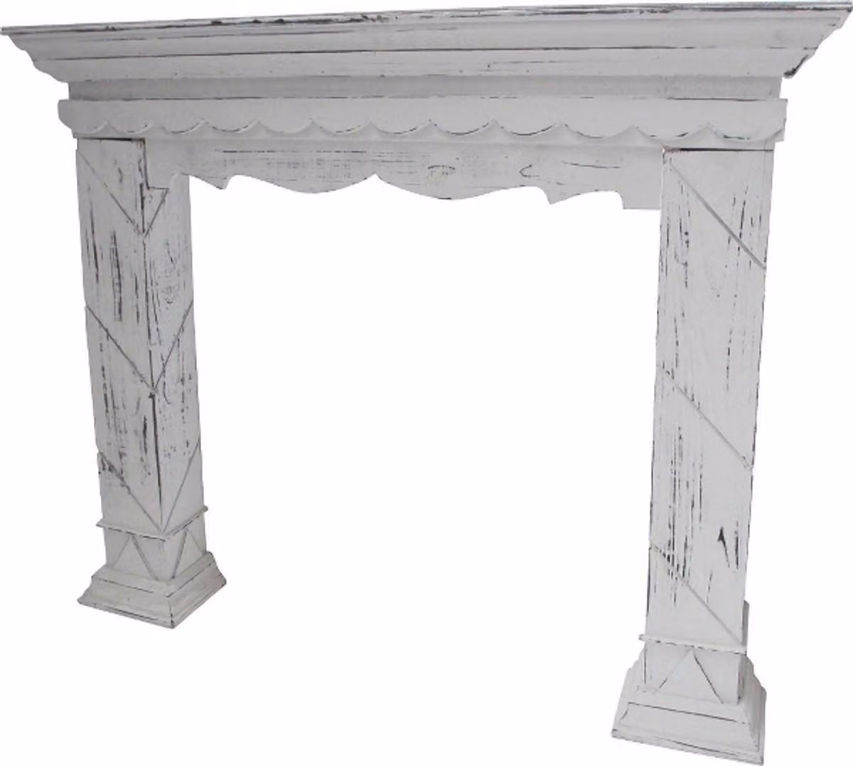 Cornice per camino in stile rustico "Casa Padrino", effetto shabby chic, colore bianco, dimensioni 116 x 22 x 99 cm