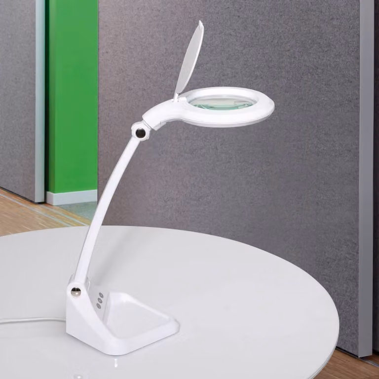 Maul MAULiris Lampada d'ingrandimento a LED, dimmerabile, bianca MAULiris, dimmerabile, Bianco / Opale, Studio / Ufficio, Plastica, Moderno, Lampade con lente d'ingrandimento