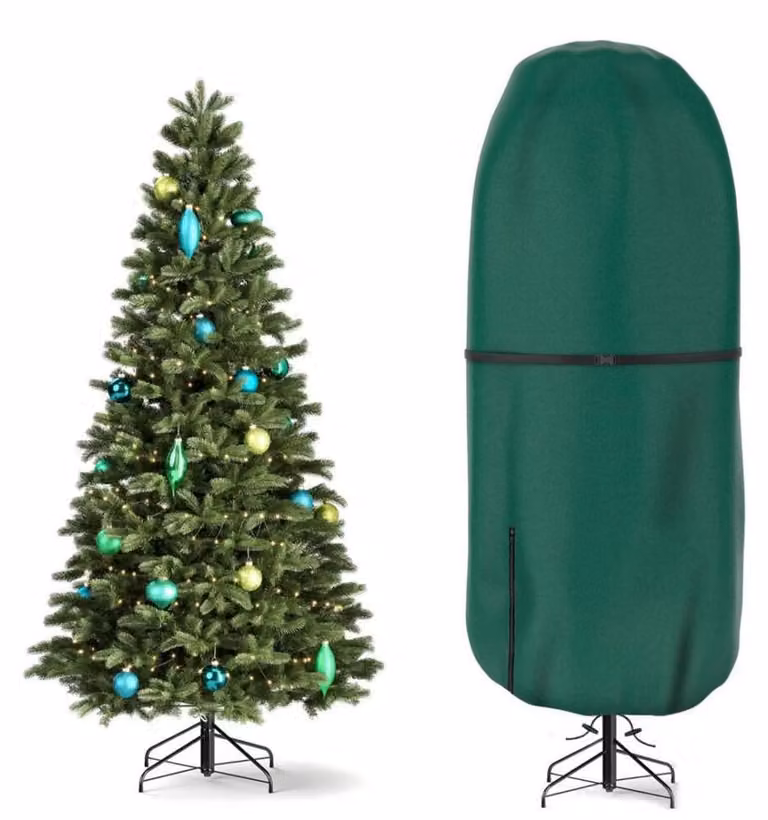 Borsa per il deposito dell'albero di Natale – fino a 275 cm – Copertura protettiva – Stoccaggio verticale – Chiusura a zip – Cordoncino – Impermeabile – Verde scuro