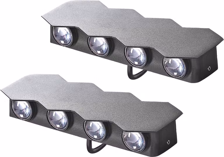 BELIANI Set di 2 luci da parete per esterni in alluminio nero Faretti a LED da 21 cm Illuminazione moderna da giardino terrazza