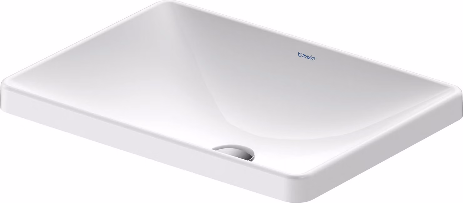 Duravit D-Neo lavabo encastré, 600x440mm, sans trou pour robinet, sans trop-plein, blanc brillant, poli, 0358600079, 0358600079