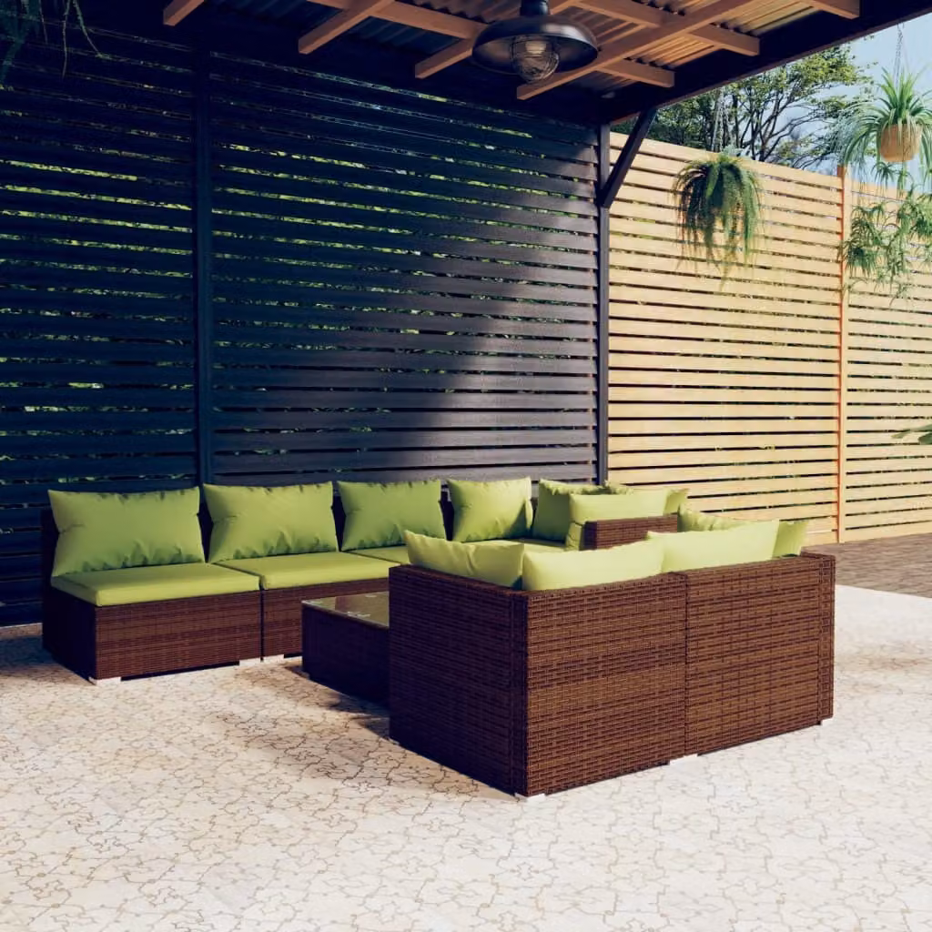Maison Exclusive - Set da giardino 8 pezzi con cuscini Marrone Polyrattan