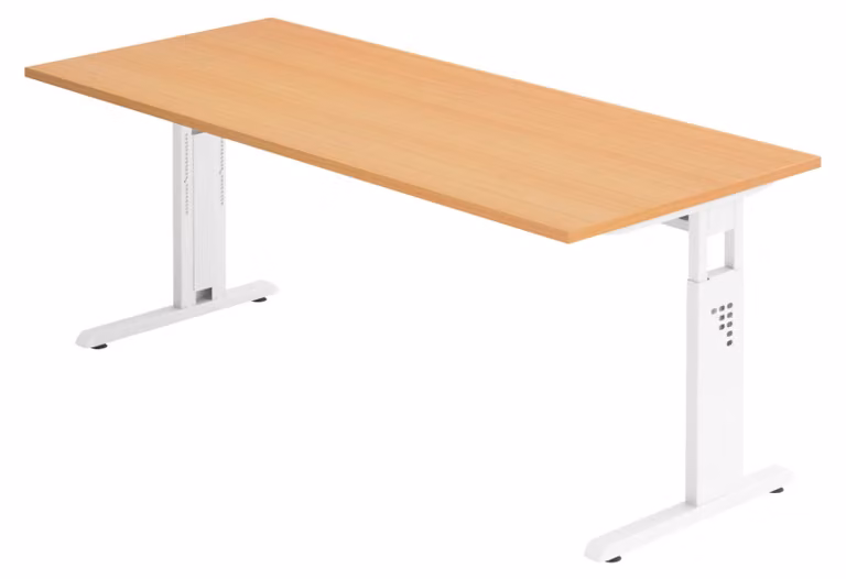 bümö Scrivania Serie-O - Decorazione: faggio, dimensioni: 180 x 80 cm, struttura: bianco
