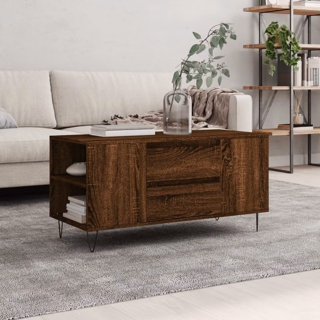Maison Exclusive - Tavolino marrone effetto rovere 102x44,5x50 cm Materiale ligneo