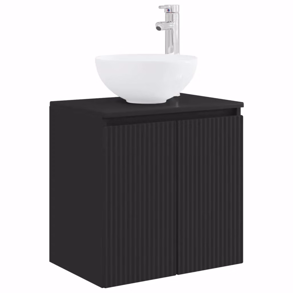 Mobile Lavabo da Parete Moderno vidaXL Nero Opaco L: 49,5 cm, P: 41,0 cm, H: 64,5 cm – 2
