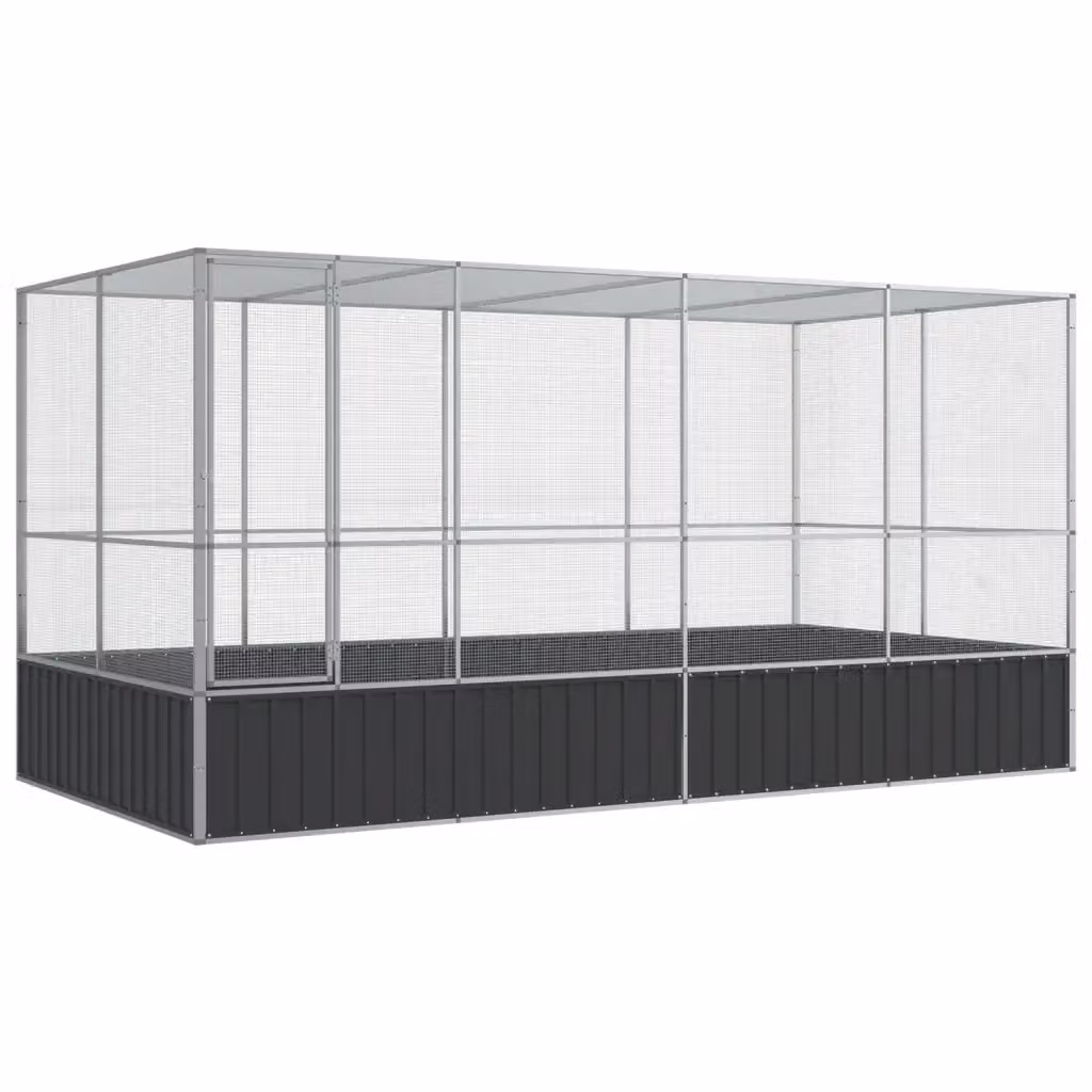 Voliera con estensione VIDAXL in acciaio color argento e antracite L: 418 cm, P: 207 cm, H: 212 cm – 2
