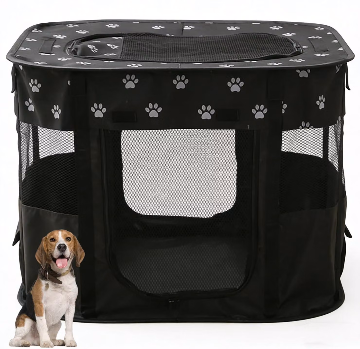 Cuccia portatile per cani con area separata - 90x70x60 cm