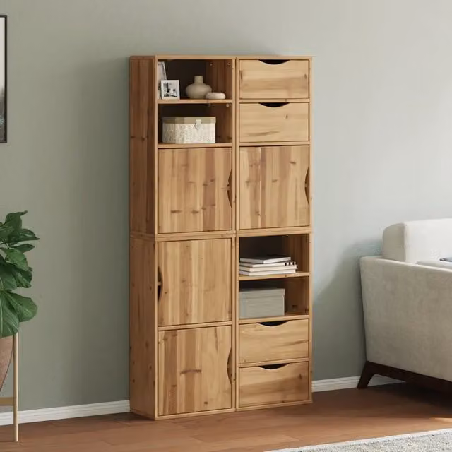 Set di 4 armadietti laterali vidaXL in legno di pino massello color marrone stile rustico L/P/H: 40 x 24 x 79 cm