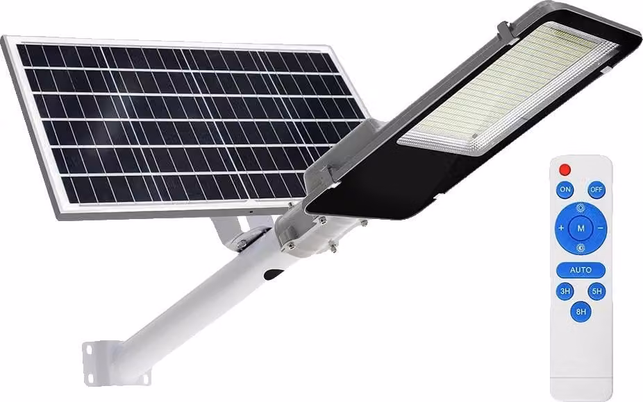 Lampione solare, 300W, IP65 impermeabile, telecomando, bianco caldo