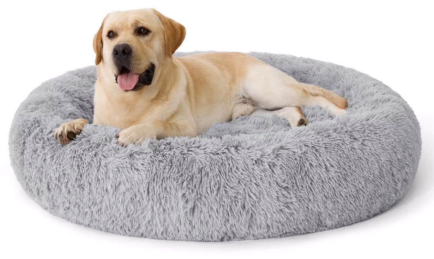 Cuccia per cani, forma rotonda, lavabile, morbida, colore grigio chiaro, taglia L, dimensioni: 120 x 120 x 22 cm