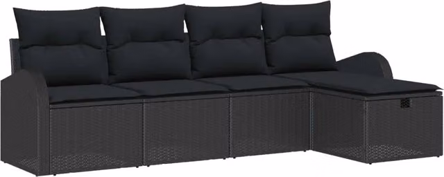 Set di divani 5 pz Nero polyrattan 3359062