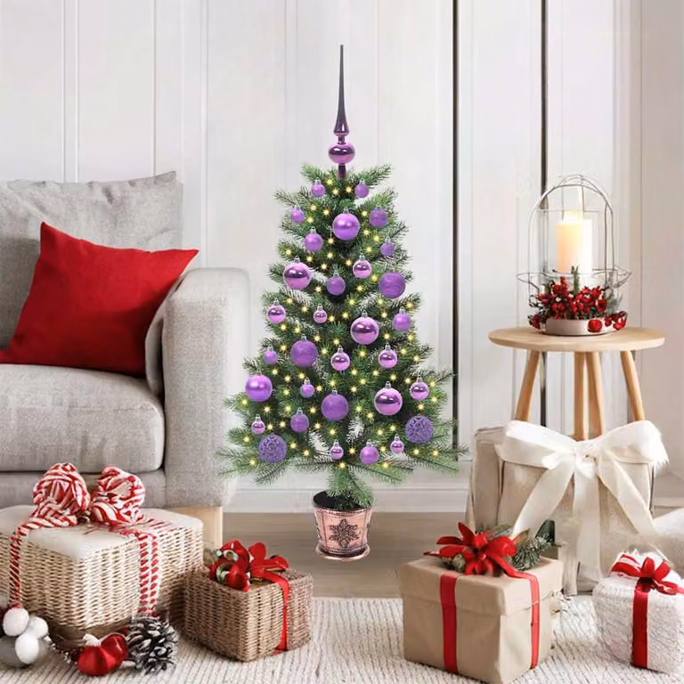 Maison Exclusive - Albero di Natale con 150 luci LED, base inclusa, colore verde, altezza 90 cm, materiale: polietilene