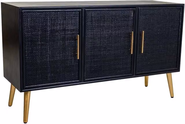Credenza in legno laccato nero e griglia 120x41,5x71h