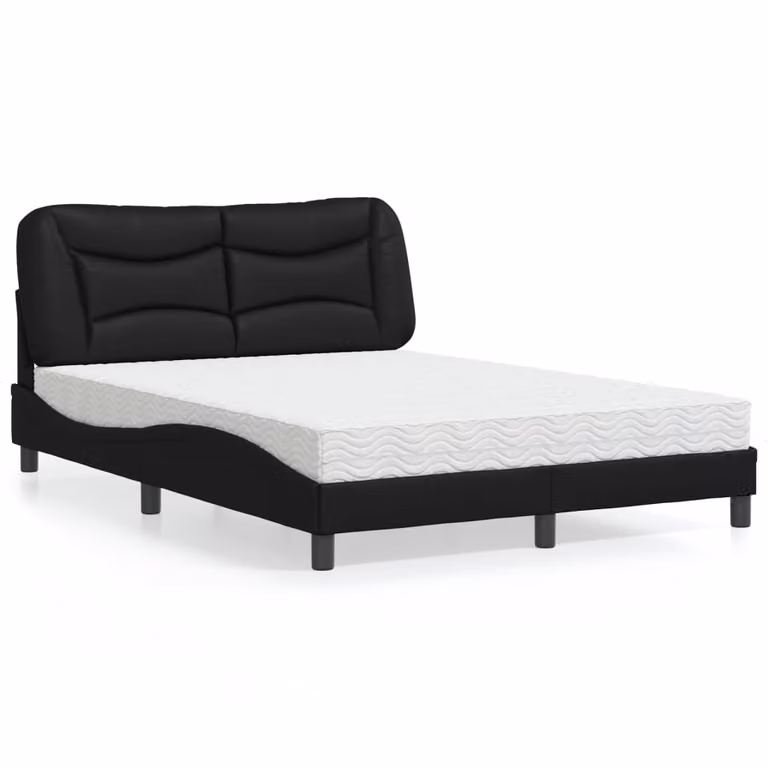 Letto con Materasso Hvar vidaXL Nero in Similpelle L/P: 140 x 190 cm