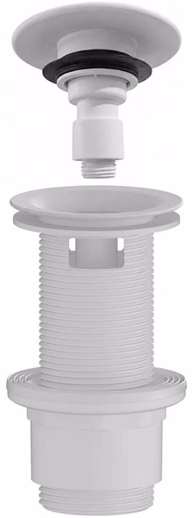 CERANO - Sifone per lavabo - 5/4" click-clack con troppopieno - non chiudibile - plastica - 67/82 mm - bianco opaco